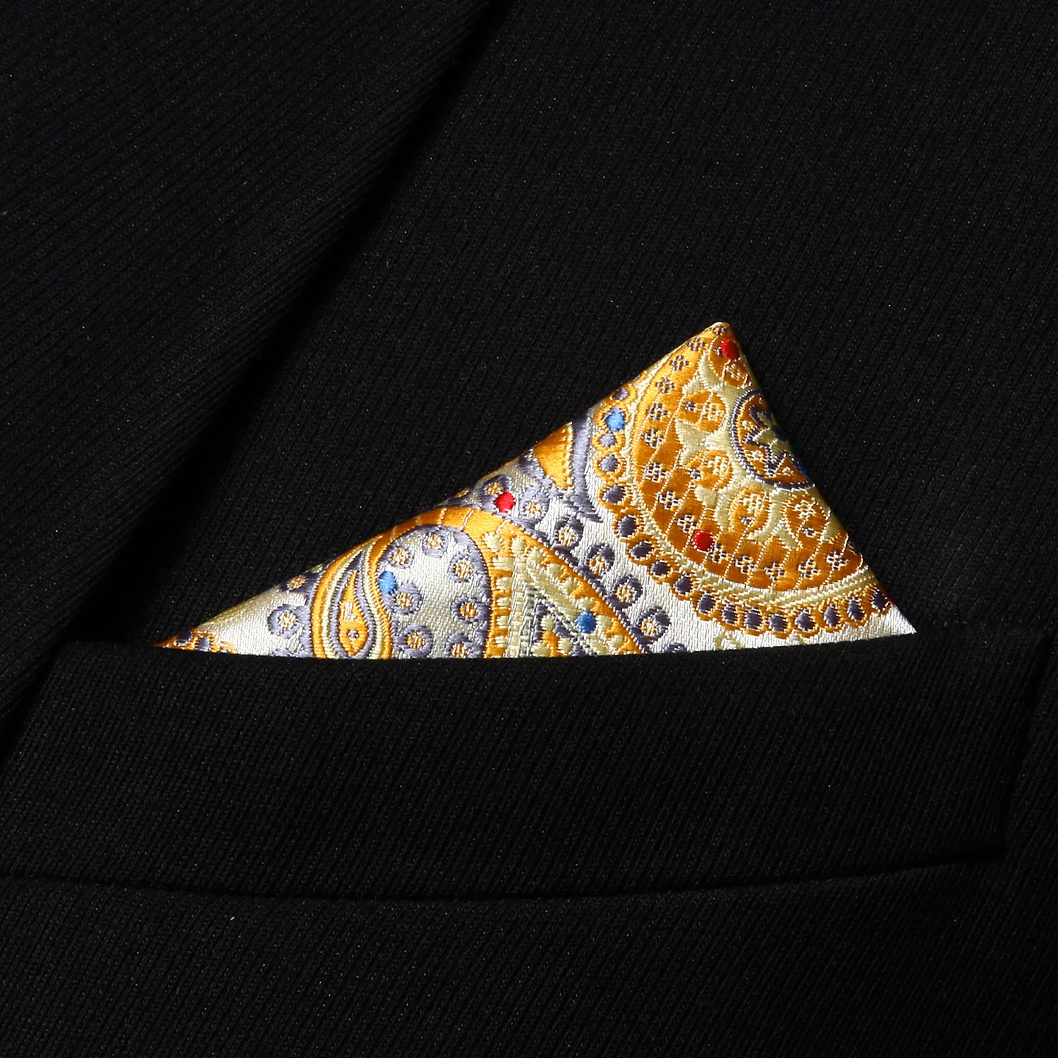 HP706Y желтый серый Пейсли мужской 100% шелковые носовой платок Карманный