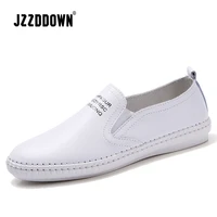 women flats ballet shoes 2018 spring ladies white sneakers canvas vulcanize casual boat shoe genuine leather slip on loafers