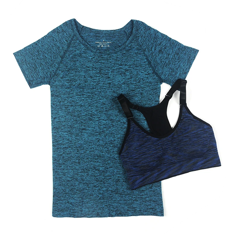 Женский Быстросохнущий Набор для йоги VEQKING спортивный топ с короткими рукавами