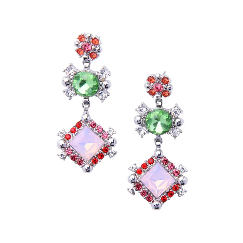 Классические серьги-подвески в виде листьев с кристаллами три цвета | Украшения и