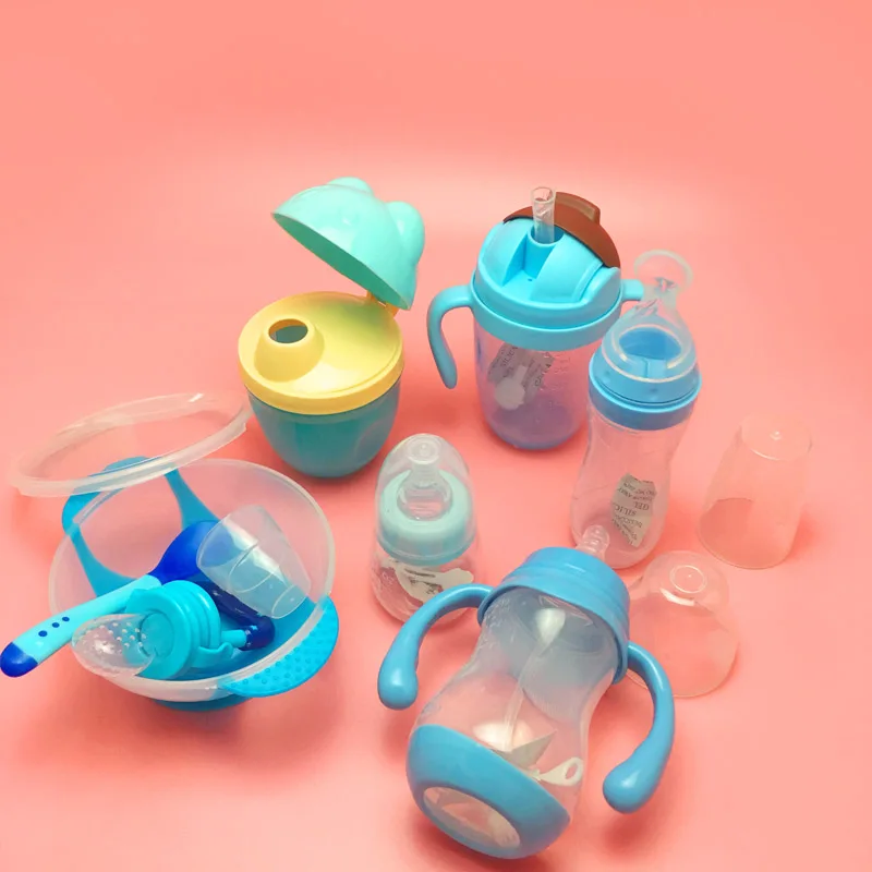 Набор для кормления из силикагеля соломенная чашка младенцев бутылочка воды 7