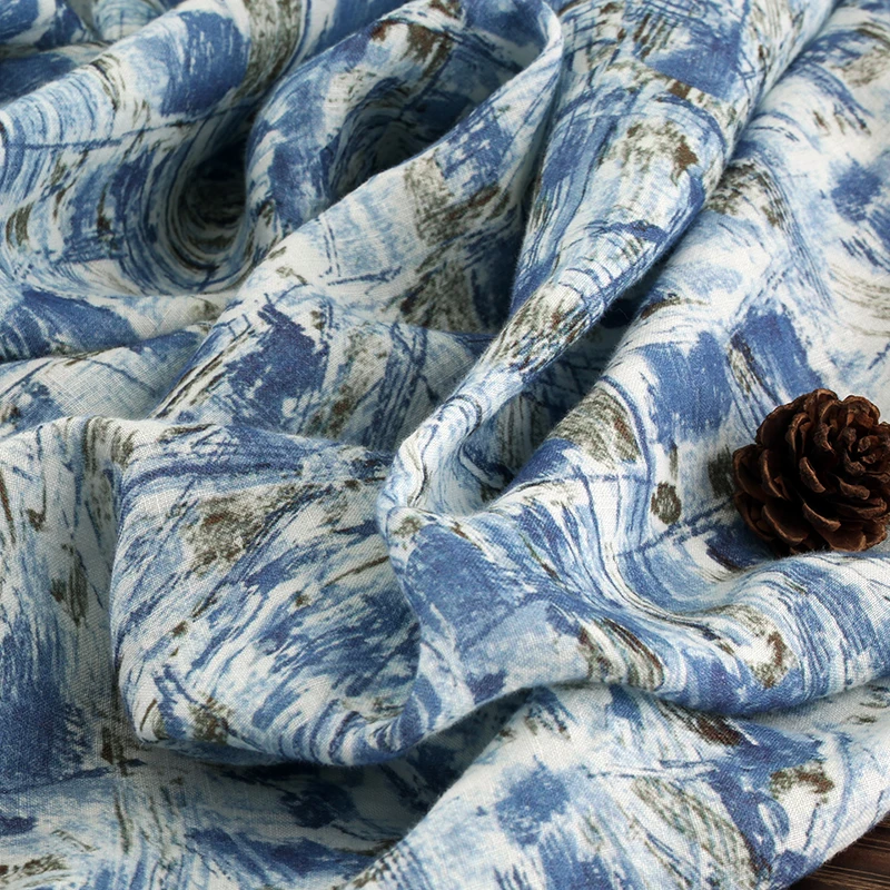 

Quality flax fabric New colour printing material High-end Gown Dress clothes fabrics
