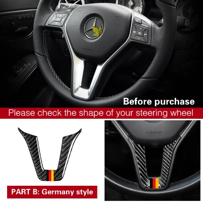 Part B-2-Germany Автомобильный Стайлинг, углеродное волокно, интерьерная наклейка на руль, эмблема, наклейка для Mercedes C Class W204 W205 W211 W203 GLA - Название цвета: Part B-2-Germany
