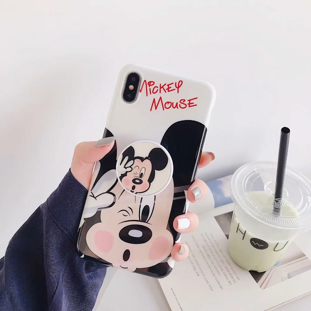 Роскошные прекрасный мультфильм микки кольцо чехол для iPhone X XS XR 6 S 7 8 плюс MAX