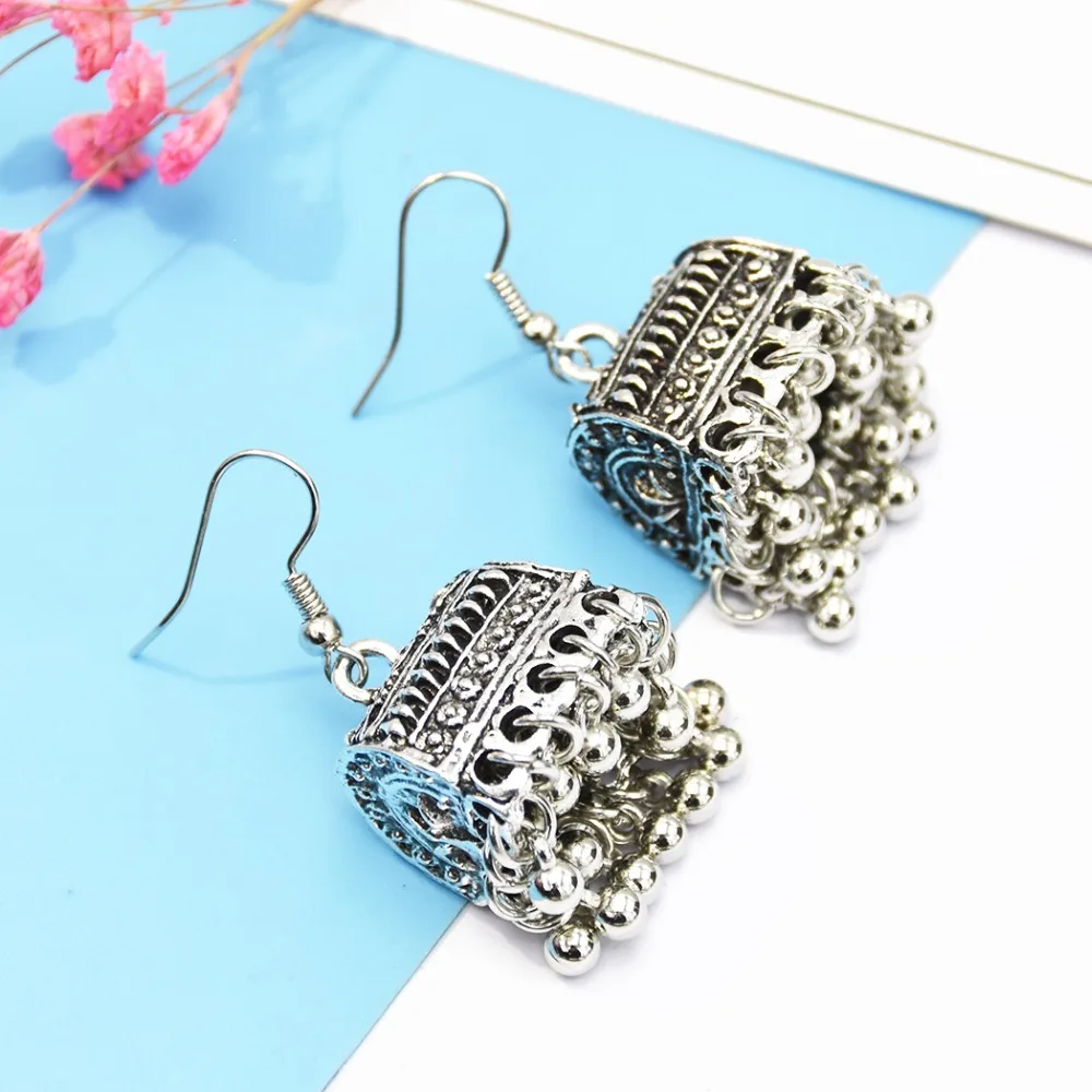 Тайские этнические уникальные индийские серьги Jhumka, золотые Винтажные бусины в стиле бохо, ювелирные изделия для женщин, хиппи, турецкий стиль, серебряные ювелирные изделия