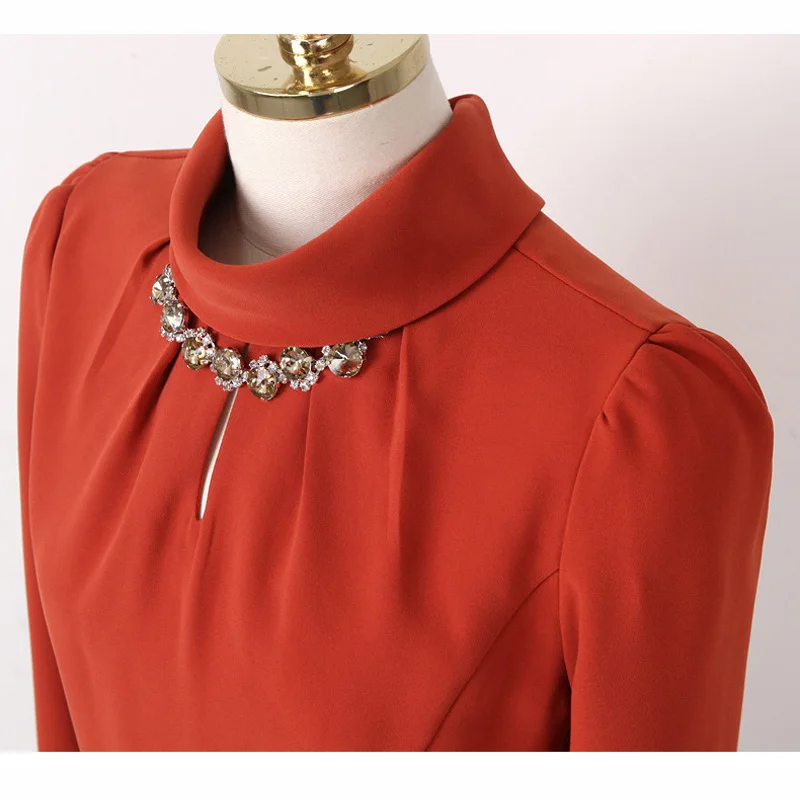 Осенне-весенняя женская модная шифоновая блузка большие размеры S-3XL украшенные