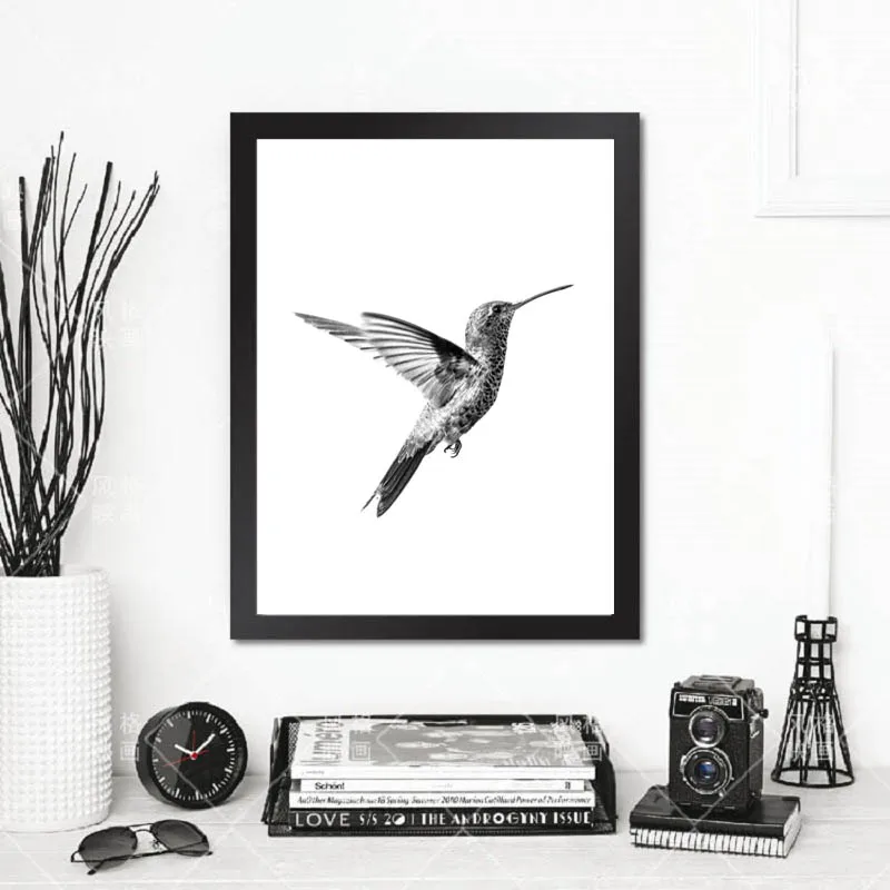 Hummingbird картина с рисунком животных нордические минималистичные черно белые
