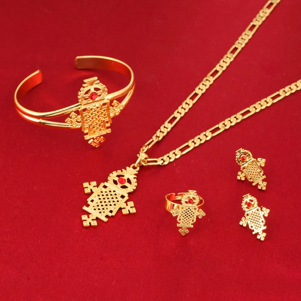 Новое поступление комплекты ювелирных украшений из эфиопской кожи 24 к золотого