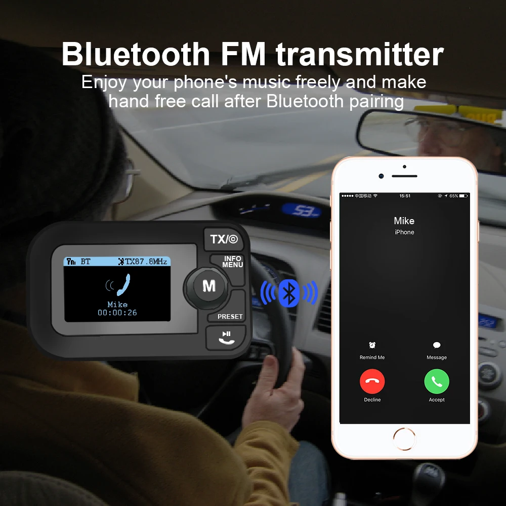In Car DAB цифровое радио с fm передатчиком 2 3 &quotЖК экран Bluetooth приемник Micro SD/TF карта