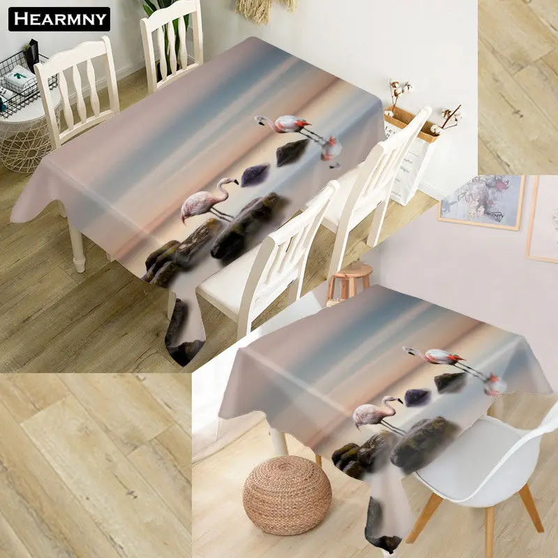 Скатерть HEARMNY Flamingo 3D Ткань Оксфорд квадратная/прямоугольная Пылезащитная крышка
