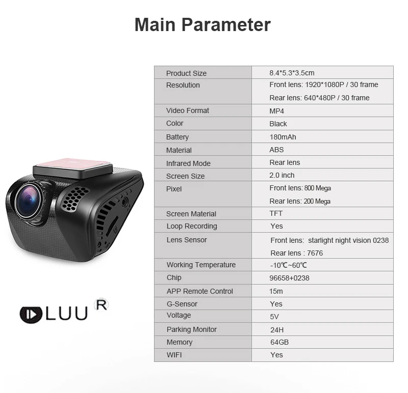 LUU Full HD 1080 P Автомобильный видеорегистратор Мини со светодиодной подсветкой камера заднего вида wifi 150 градусов скрытый видеорегистратор видео ночного видения
