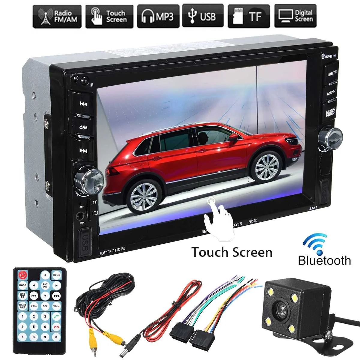 Autoleader 2 DIN 7652D 6," bluetooth стерео радио HD MP5 fm-плеер сенсорный экран с задней камерой