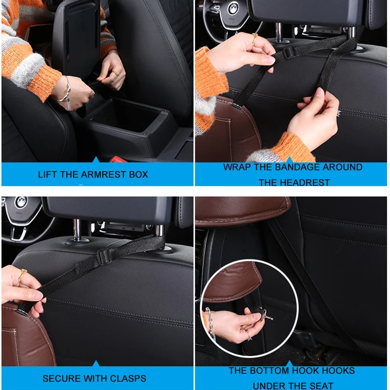 

PU Leather Car Seat Gap Net Bags Storage Black Auto Front Backrest Middle Gaps Hanging Bag Foods Organizers Interior Accessories