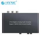 ЦАП-преобразователь eSYNiC 192 кГц с ИК-пультом дистанционного управления, регулировка громкости, коаксиальныйToslinkоптический в аналоговый LR RCA, аудиоадаптер 3,5 мм