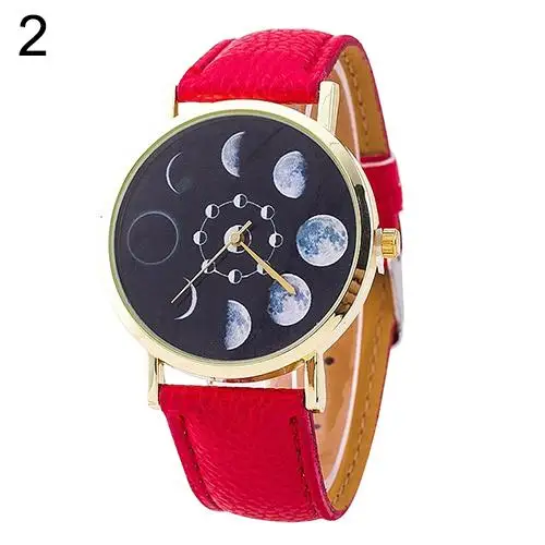 

Unisex Moon Phase Astronomy Space Watch Faux Leather Band Quartz Wrist Watch New