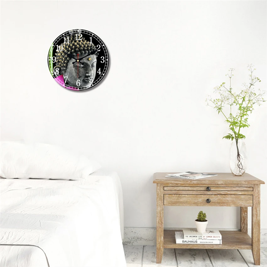MEISTAR Винтаж деревянные часы Будды Дизайн Silent Гостиная Кухня Home Decor Часы настенные Книги по искусству большие настенные часы