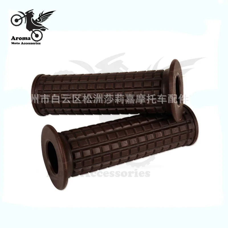 dark brown Мягкие резиновые Ретро Ручки для скутера, классические мотоциклетные ручки для мотоцикла, универсальные винтажные мотоциклетные ручки для кафе-гонщика, руль для мотоцикла - Цвет: dark brown