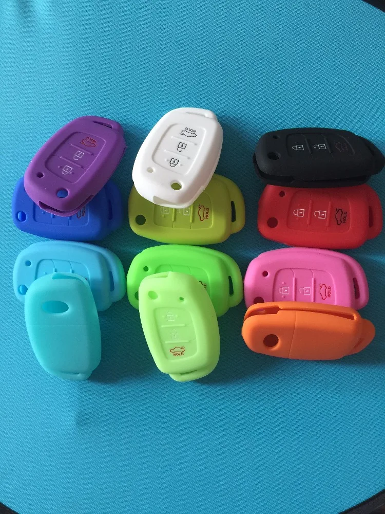 Pusakieyy 3 Button Silicone Car Remote Flip Key Fob Shell Cover Case For Hyundai Creta I10 I20 Tucson Elantra Santa Fe 2016 2017 |