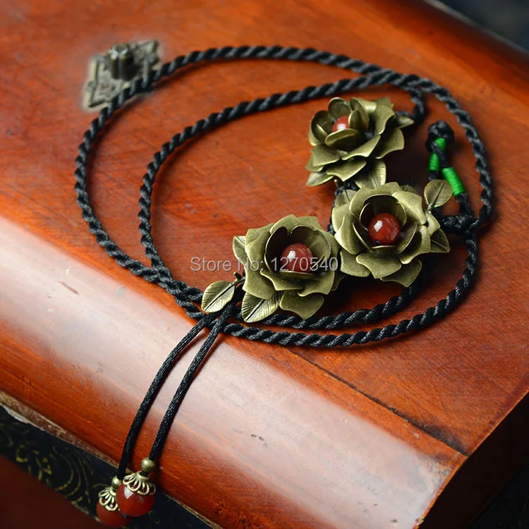 Этнические украшения винтажные подвески ожерелье латунные цветы камень женское