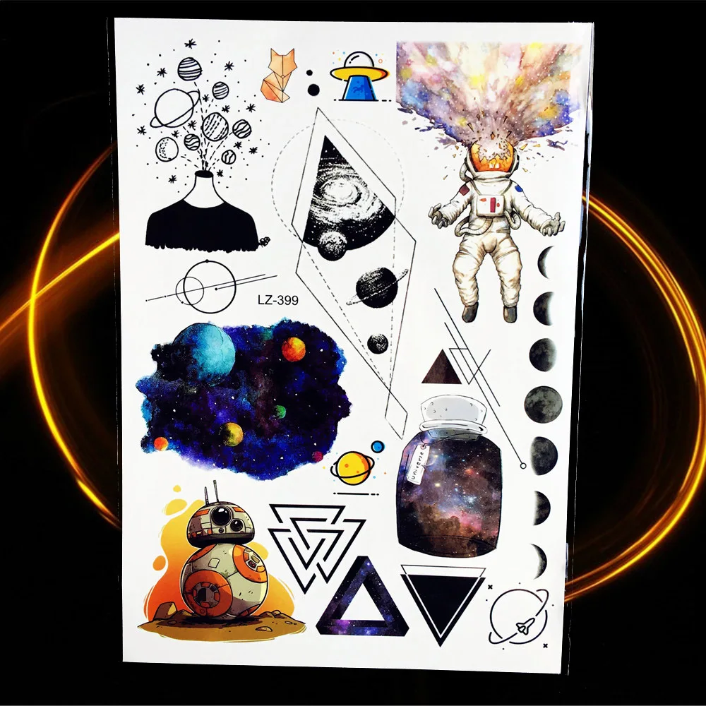 

Planet Animal Beast Temporary Tattoo Totem Tribal Lion Roar Wolf Deer Moose Waterproof Black Tattoo Stickers Women Men Body Art