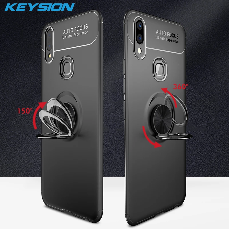 Магнитный чехол KEYSION для VIVO V9 мягкий силиконовый матовый с кольцом-держателем