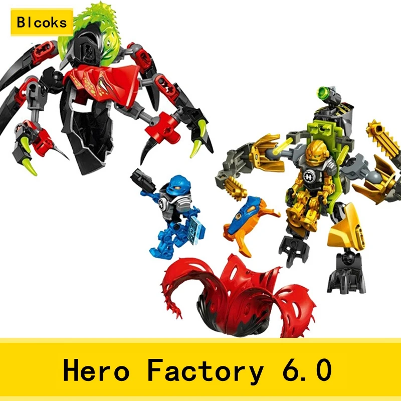Hero Factory 6 0 серия Tunneler Beast vs Surge DIY строительные блоки Bionicle модель робота наборы