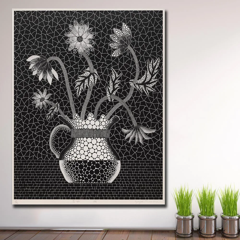 Print Oil Painting Wall Art Yayoi Kusama FLOWER QE Home Decorative Picture for Living Room Canvas | Дом и сад