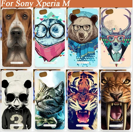 Цветной Чехол С Рисунком Тигра Льва кота животных для Sony Xperia M C1905 C1904 C2004 C2005