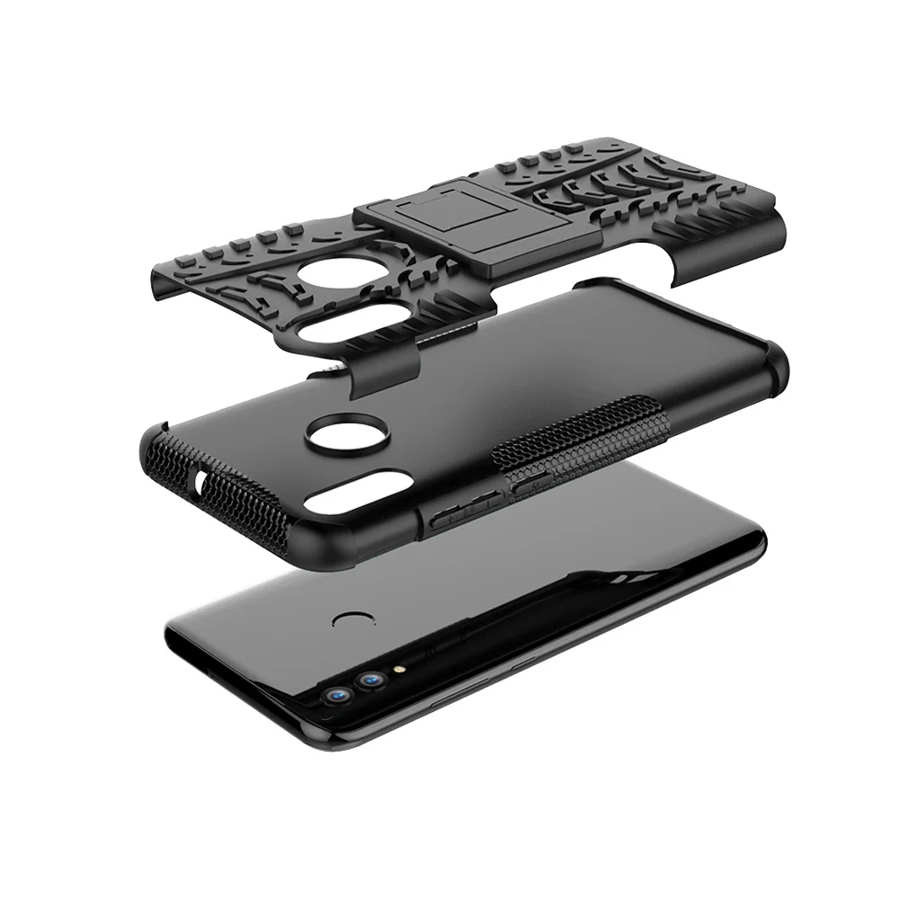 For Huawei P Smart 2019/Honor 10 Lite Case Dual Layer Tire Pattern Armor Anti Drop Back Stand Cover 2019 | Мобильные телефоны и