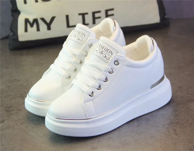 Женские кроссовки на платформе, визуально увеличивающие рост; tenis feminino; обувь на плоской подошве; Цвет черный, белый; женская повседневная обувь; zapatillas mujer; sapato feminino