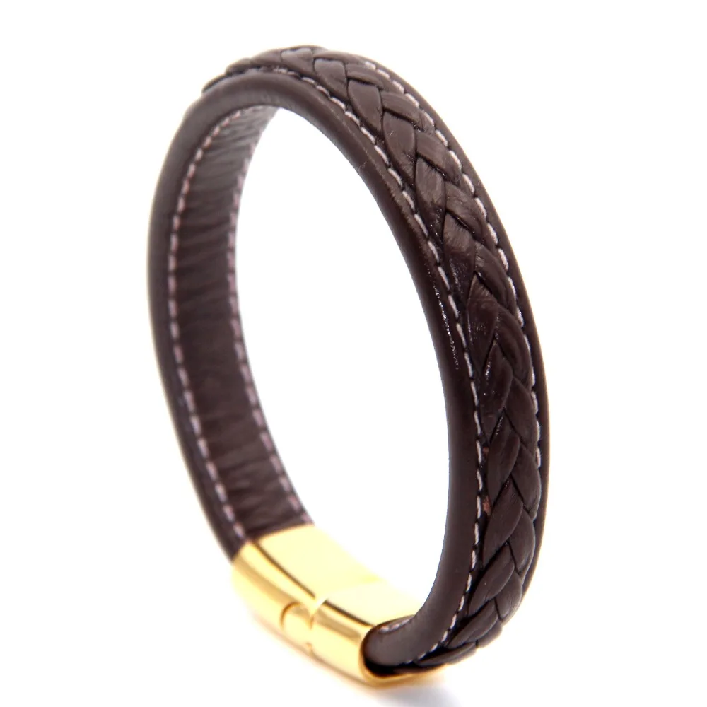 Мужские кожаные браслеты магнитная застежка из нержавеющей стали бижутерия|bracelet