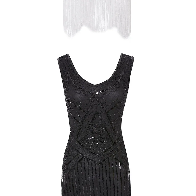 Женское винтажное платье с пайетками размера плюс 4XL 1920 s, украшенное бахромой, украшенное воодушевленными хлопушками, 20 s, платье Great Gatsby Vestidos