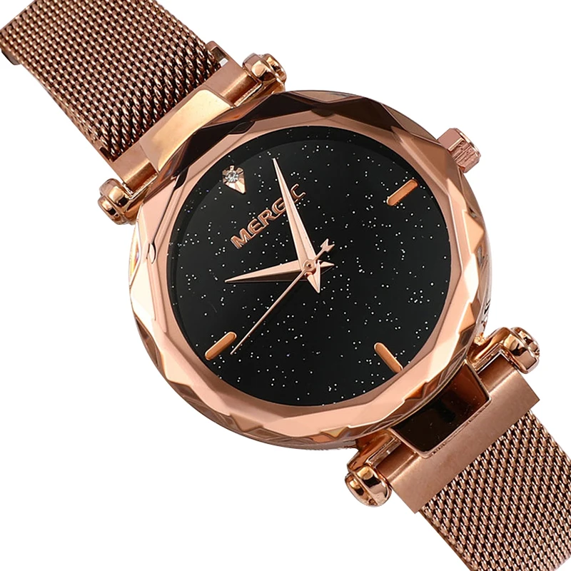 

Fashion Quartz Starry Sky Purple Watch Women Luxury Brand Girl Ladies Blue Black Rose Gold Crystal Glass Waterproof 2019 New Hot