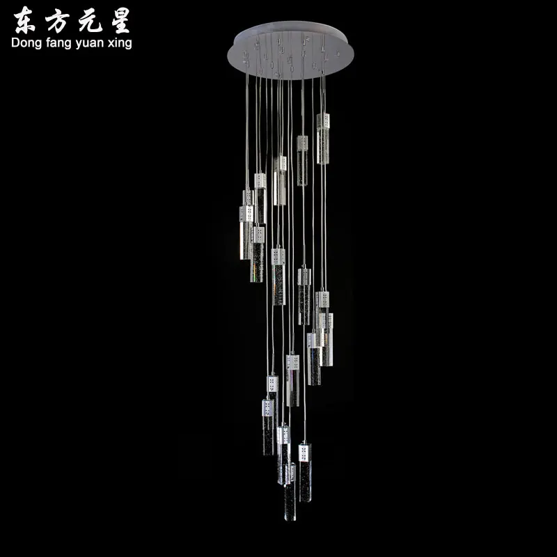 売る Ledクリスタルシャンデリアランプバブル結晶コラム階段ランプスパイラルペントハウスフロアホテルプロジェクト照明