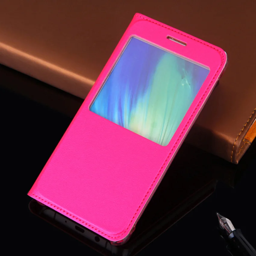 Rose red Чехол-раскладушка кожаный чехол для телефона для samsung Galaxy A3 A5 A7 A 3 5 7 см A310F A510F A710F SM-A310F SM-A510F с прозрачным окном - Цвет: Rose red