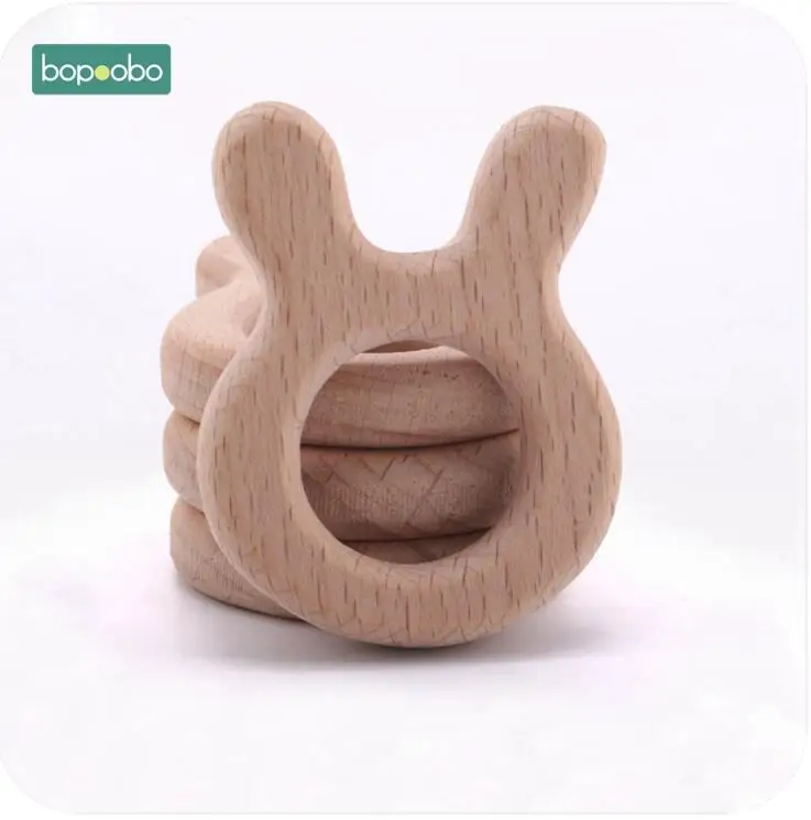 bunny Bopobo, Детские Прорезыватели, коляска, игрушки, 10 шт., деревянная птица, можно жевать, бук, деревянные развивающие игрушки, прорезыватели, ювелирные изделия, детский деревянный Прорезыватель - Цвет: bunny