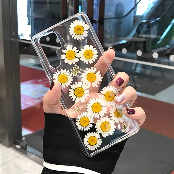 white flower Настоящий высушенный прозрачный чехол с цветами для huawei Honor 10 Lite 8X Nova 2 Plus, чехол для huawei P30 P20 mate 20 10 Pro Lite - Цвет: white flower
