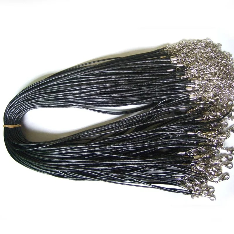 

10pcs 1.5mm Black/Brown Wax Cord Necklace End With Lobster Clasp Extend Chain Pendant Necklace Chain 2inch