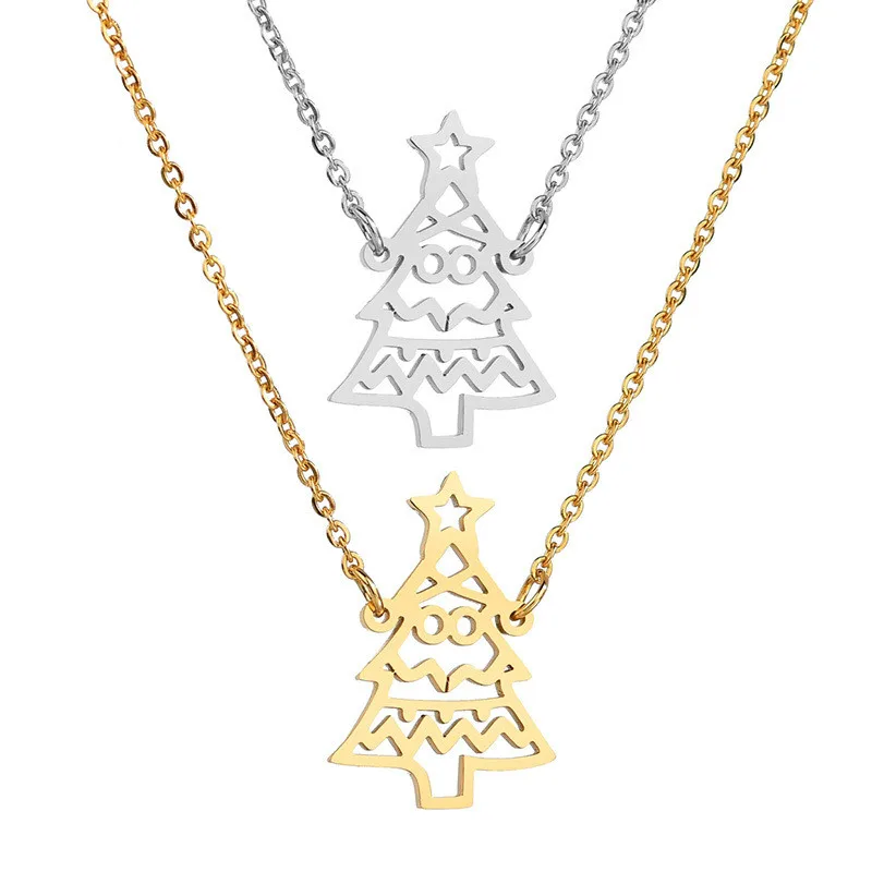 Модное ожерелье в виде рождественской елки для женщин и мужчин из нержавеющей