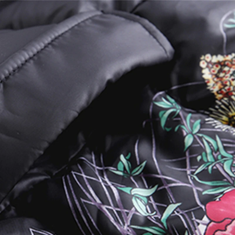 Для женщин Длинные парки 2017 новые зимние модные на молнии с принтом Макси утка