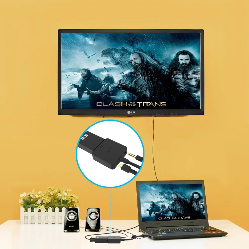 ICZI адаптер hdmi-vga видео конвертер с портом Micro USB и 3,5 мм аудио порт позолоченный штекер-Женский 1080P для ПК/DVD