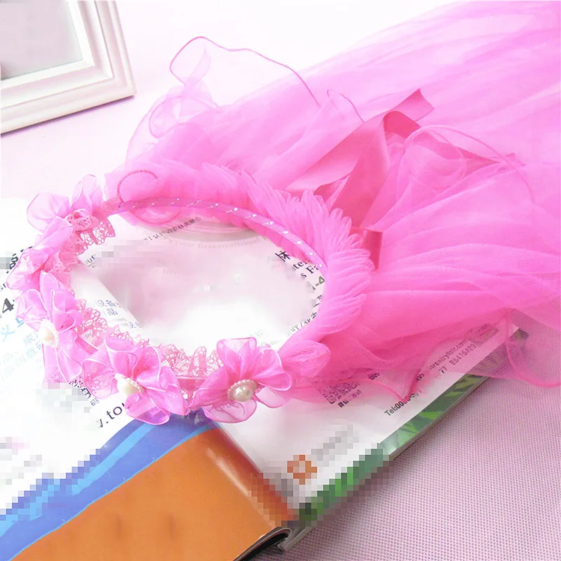 

Hot Children Flower Veil Headwear White Garland Romantic Wedding Party Flower girl Hairbands