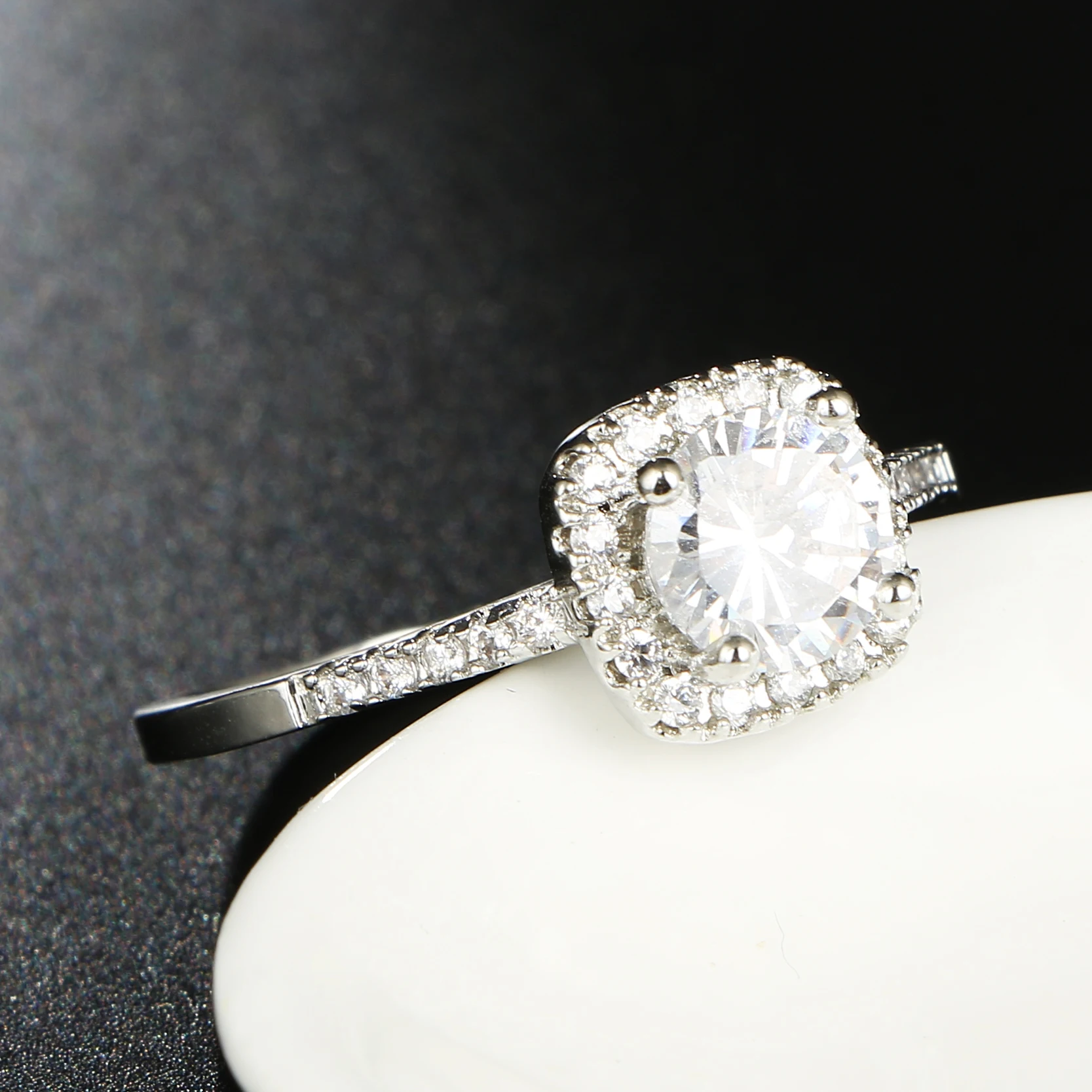 New Copper Romantic Crystal Wedding Rings Charms Love Trend Style Delicate Gift Silvery Jewelry For Women | Украшения и