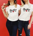 Футболка с надписью Best Friend, повседневная женская футболка BFF Sister для влюбленных пар
