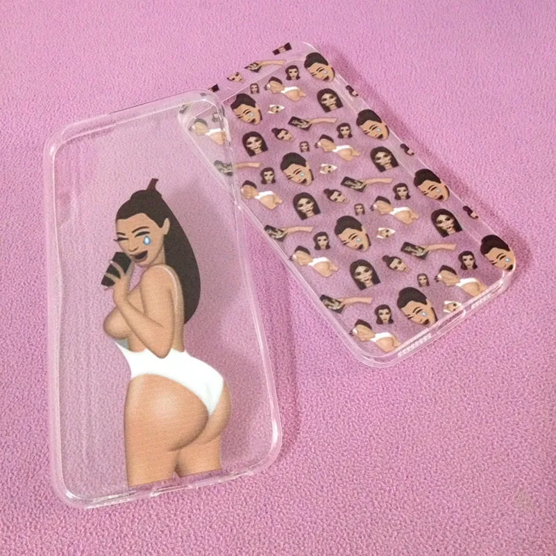 Funny Soft Clear Cases for Mobile Phone Kim Kardashian Crying Face Emoji Case Iphone 5s 6 7 Ultrathin TPU Shell |
