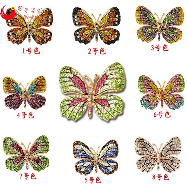 Сверкающие Роскошные Красочные Броши Булавки с бабочками Mujer Стразы Brosh Brosche