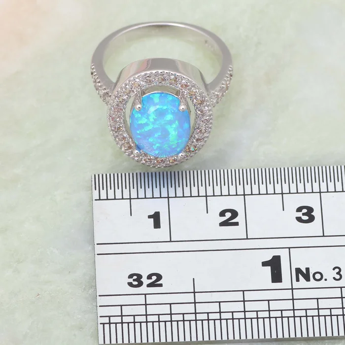 Роскошное Сверкающее модное голубое обручальное женское кольцо с опалом