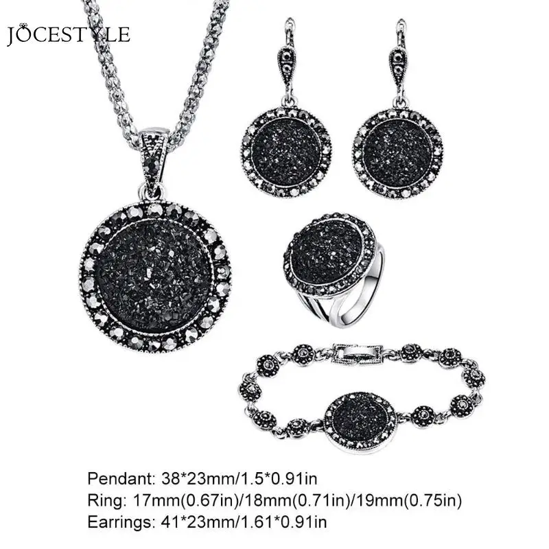 3/4 шт. винтажный ювелирный набор черные Ювелирные наборы женские серьги ожерелье