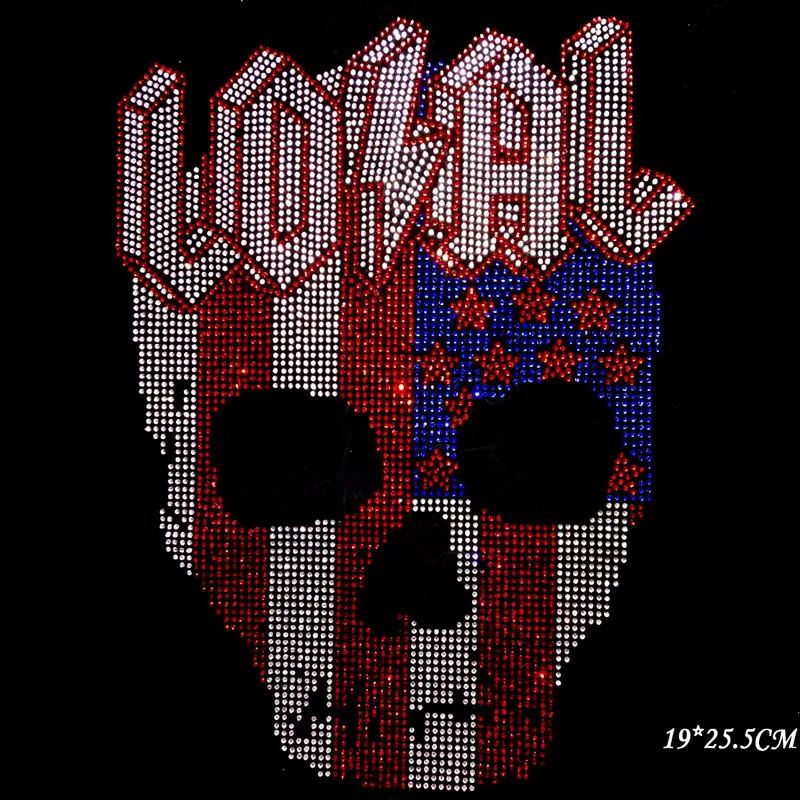

Star Skull head design hot fix rhinestone transfer motifs iron on applique patches rhinestones fix for shirt dress coat