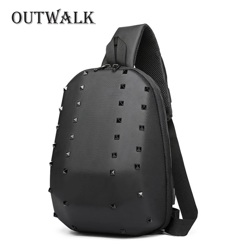 OUTWALK новые сумки через плечо для мужчин с usb-зарядкой нагрудная сумка заклепками